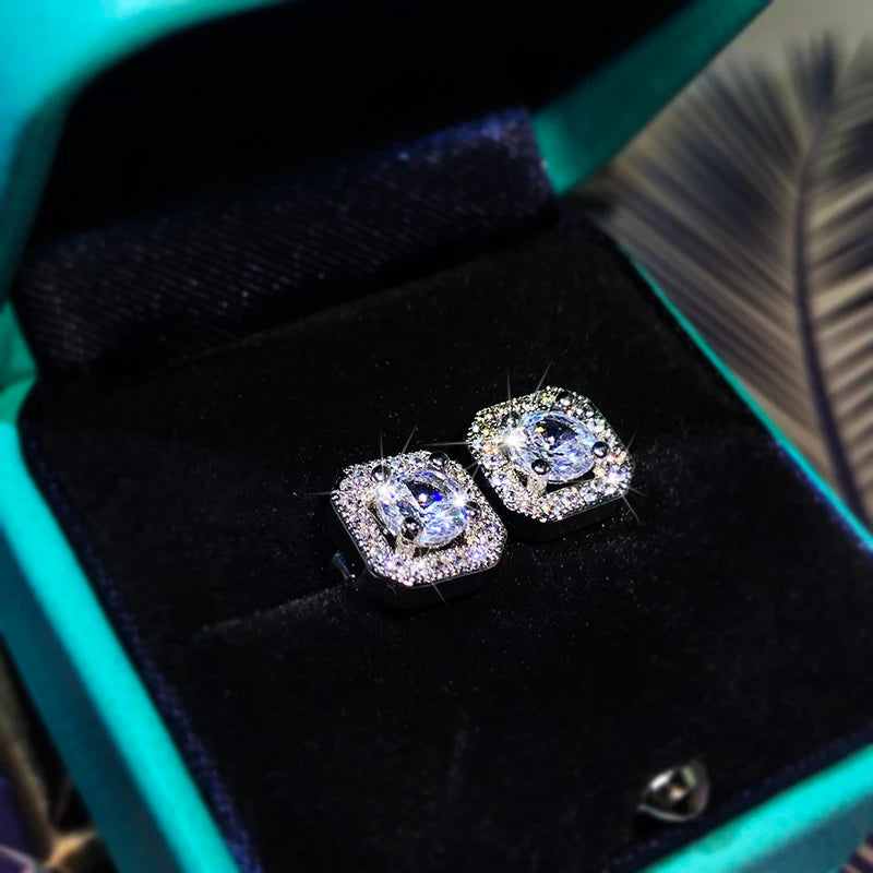 Luxury High-Quality White Zircon Earrings in 925 Sterling Silver – Fashion Jewelry for Ladies, Perfect for Parties and Birthdays – Ideal Gift for Your Girlfriend