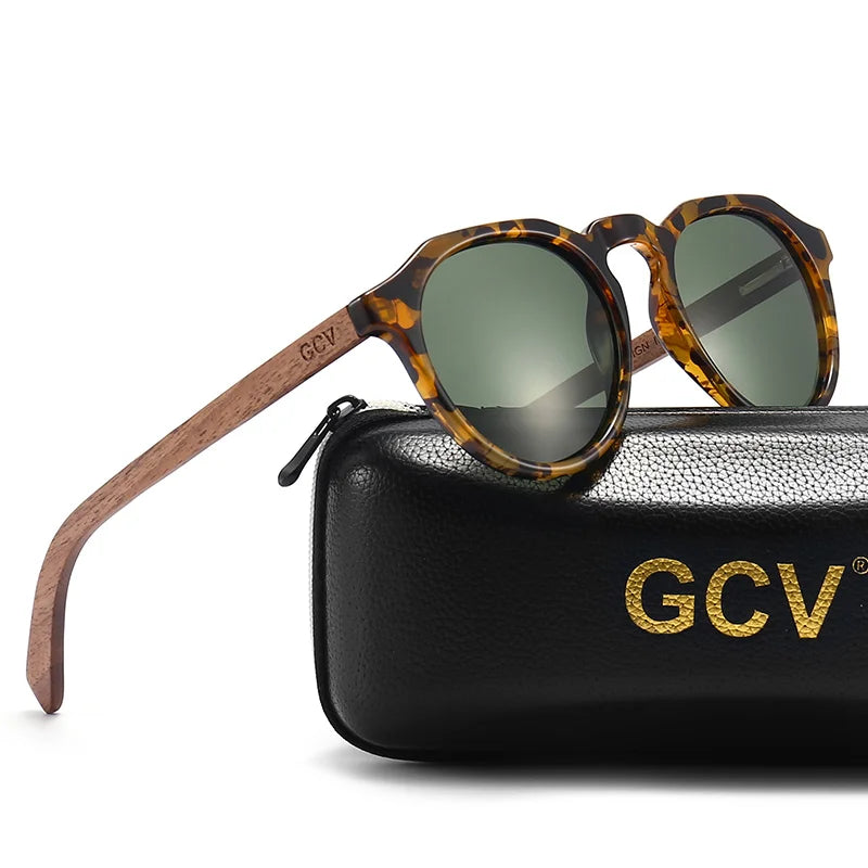 Limited Edition Polarized Sunglasses – Bold Leopard Grain & Natural Wood