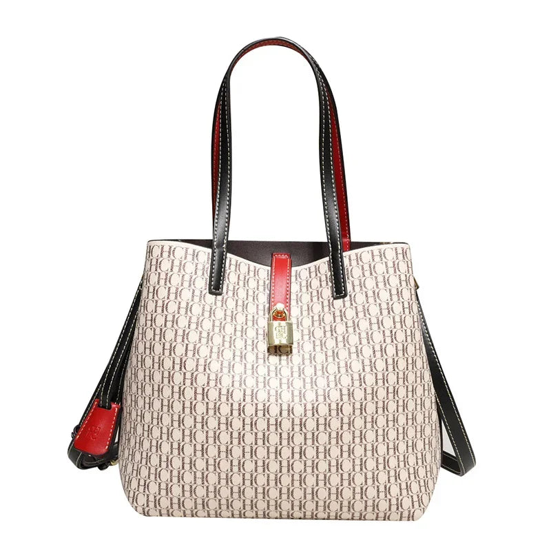 CH Premium Leather Crossbody Tote – Elegant & Spacious Daily Bag for Modern Women | Letter Print Design | Versatile & Stylish