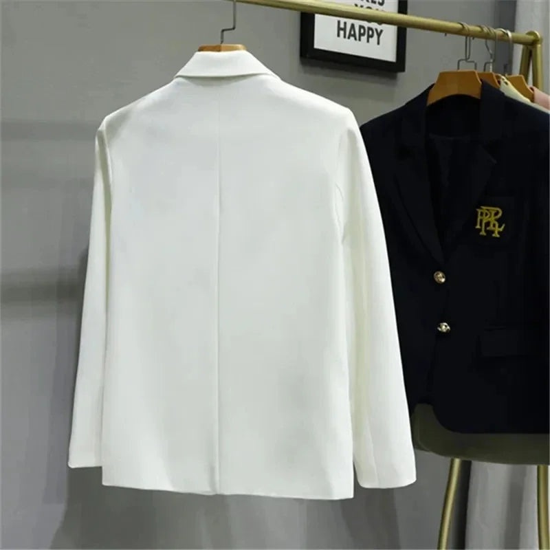 Refined Power – Embroidered White Blazer for Modern Women