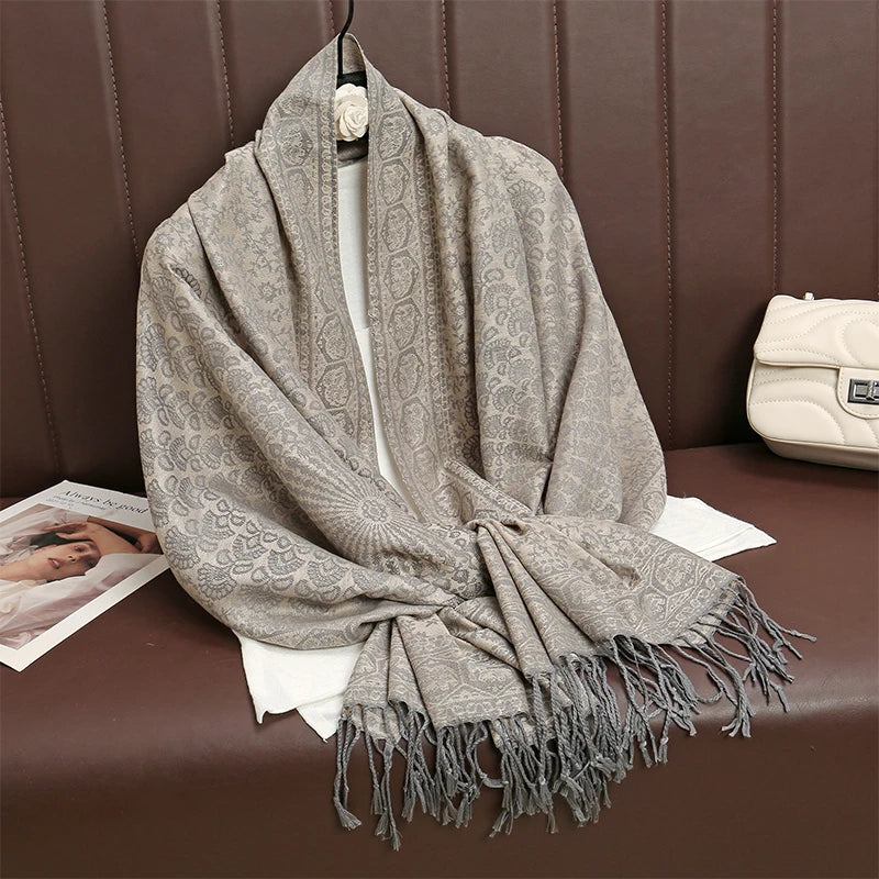 Luxury Thick Cashmere Scarf for Women 2024 – Elegant Printed Wraps & Pashmina Ponchos. Cozy Travel Blanket Shawl, Perfect for Winter Warmth. Stylish and Soft Female Stoles.