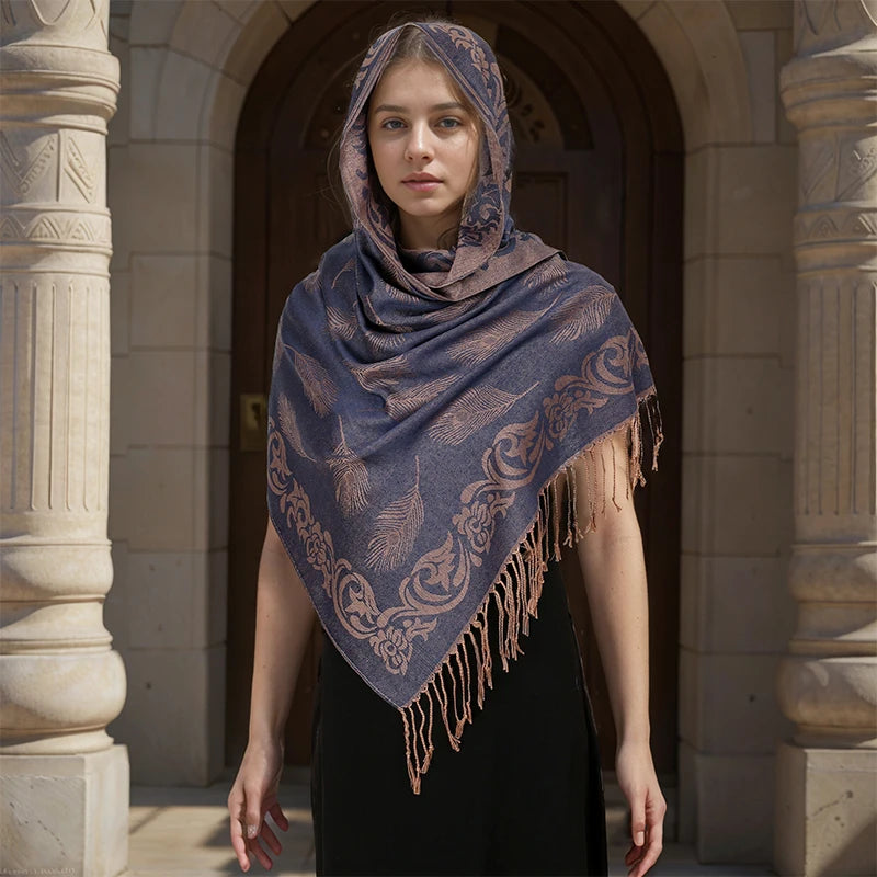 Luxury Thick Cashmere Scarf for Women 2024 – Elegant Printed Wraps & Pashmina Ponchos. Cozy Travel Blanket Shawl, Perfect for Winter Warmth. Stylish and Soft Female Stoles.
