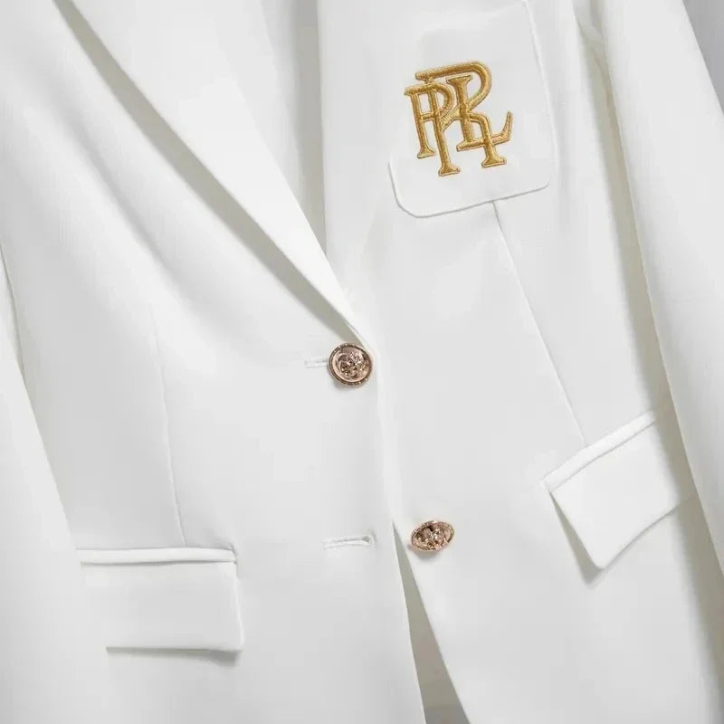 Refined Power – Embroidered White Blazer for Modern Women