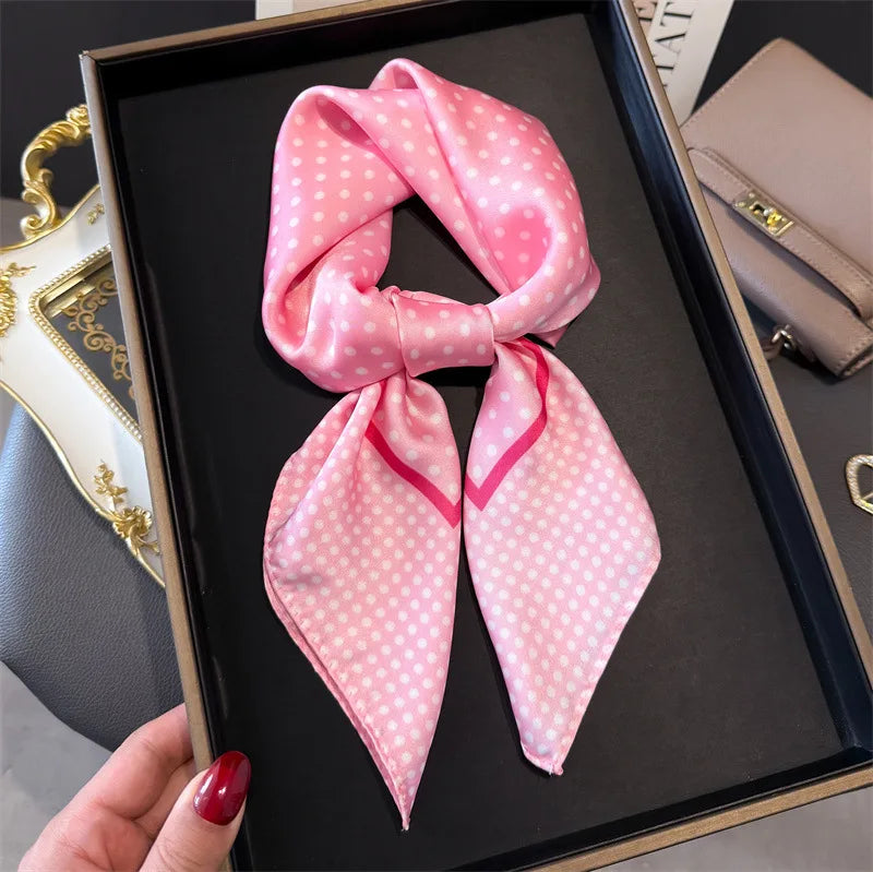 Elegant Floral Silk Scarf – Luxury 70cm Square Designer Foulard for Women | Versatile Shawl, Hijab, Hair Tie & Chic Accessory