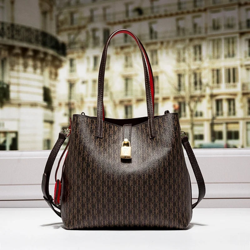 CH Premium Leather Crossbody Tote – Elegant & Spacious Daily Bag for Modern Women | Letter Print Design | Versatile & Stylish