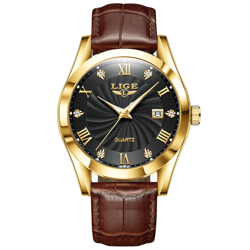 LIGE Women's Luxury Classic Watch – Waterproof Sport Leather Strap – Top Brand Fashion Timepiece for Ladies