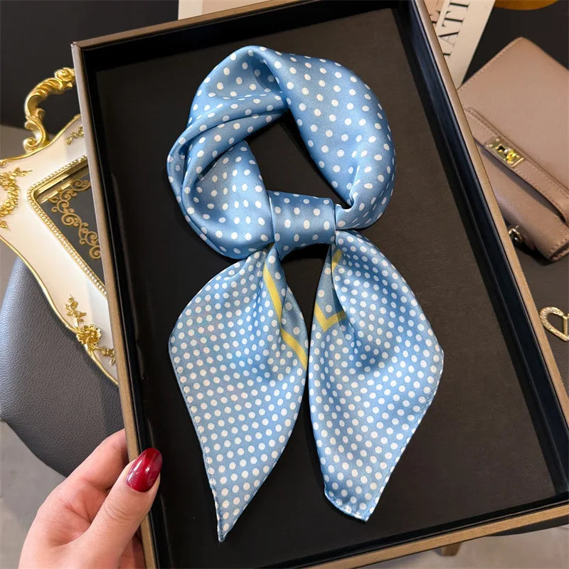 Elegant Floral Silk Scarf – Luxury 70cm Square Designer Foulard for Women | Versatile Shawl, Hijab, Hair Tie & Chic Accessory