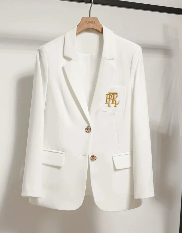 Refined Power – Embroidered White Blazer for Modern Women