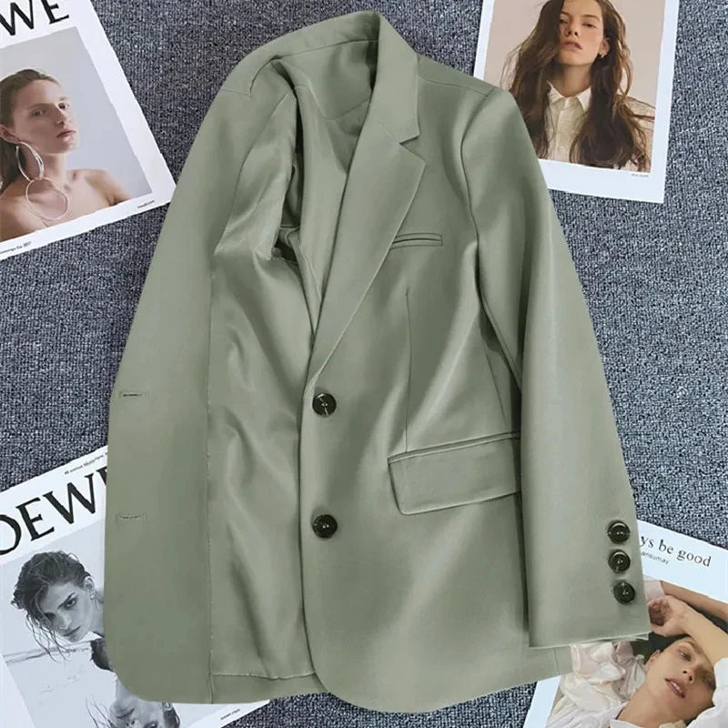 Korean-Inspired Chic – Versatile Long Sleeve Blazer for Modern Women