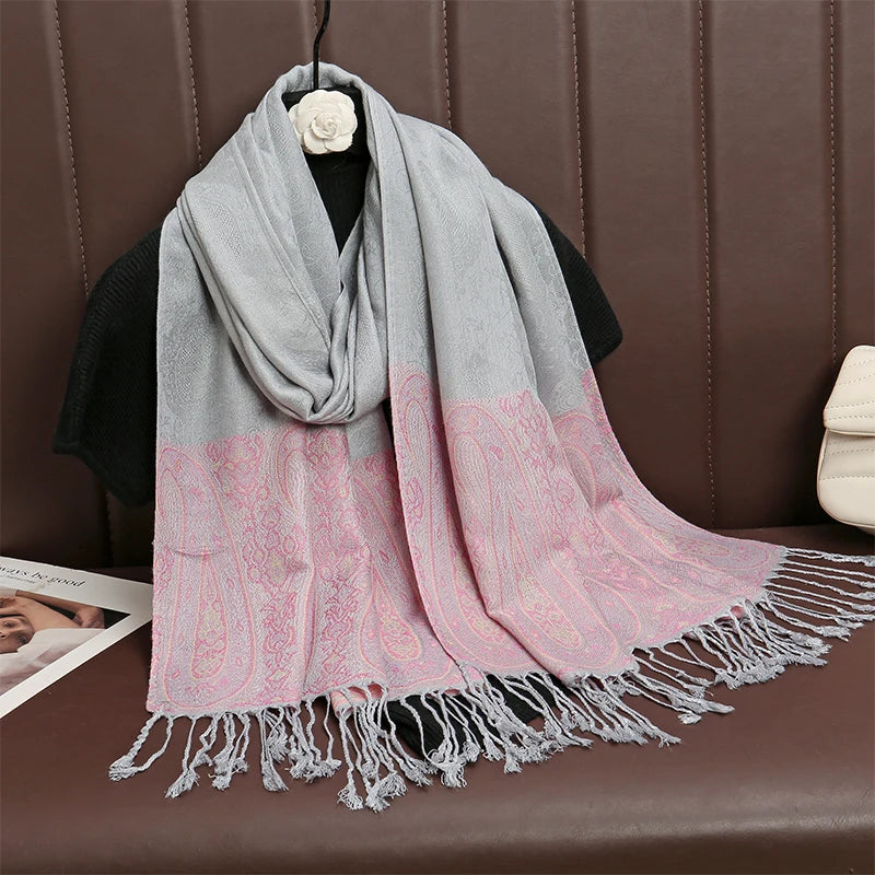 Luxury Thick Cashmere Scarf for Women 2024 – Elegant Printed Wraps & Pashmina Ponchos. Cozy Travel Blanket Shawl, Perfect for Winter Warmth. Stylish and Soft Female Stoles.