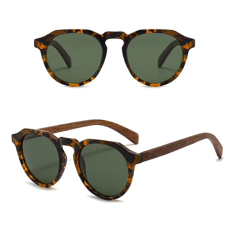 Limited Edition Polarized Sunglasses – Bold Leopard Grain & Natural Wood