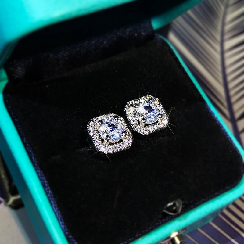 Luxury High-Quality White Zircon Earrings in 925 Sterling Silver – Fashion Jewelry for Ladies, Perfect for Parties and Birthdays – Ideal Gift for Your Girlfriend
