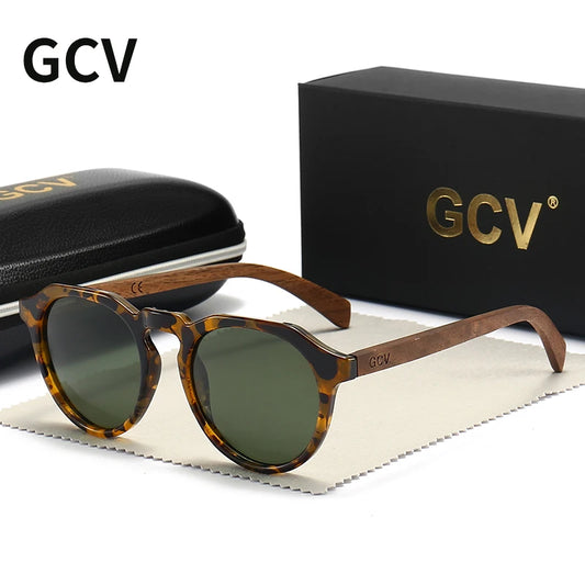 Limited Edition Polarized Sunglasses – Bold Leopard Grain & Natural Wood