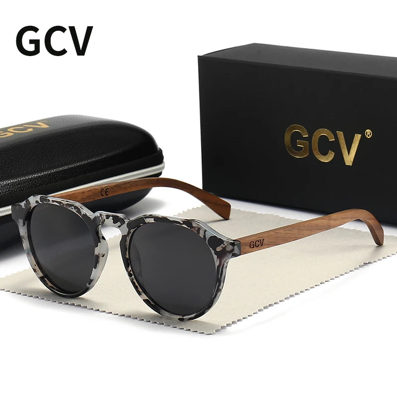 Limited Edition Polarized Sunglasses – Bold Leopard Grain & Natural Wood