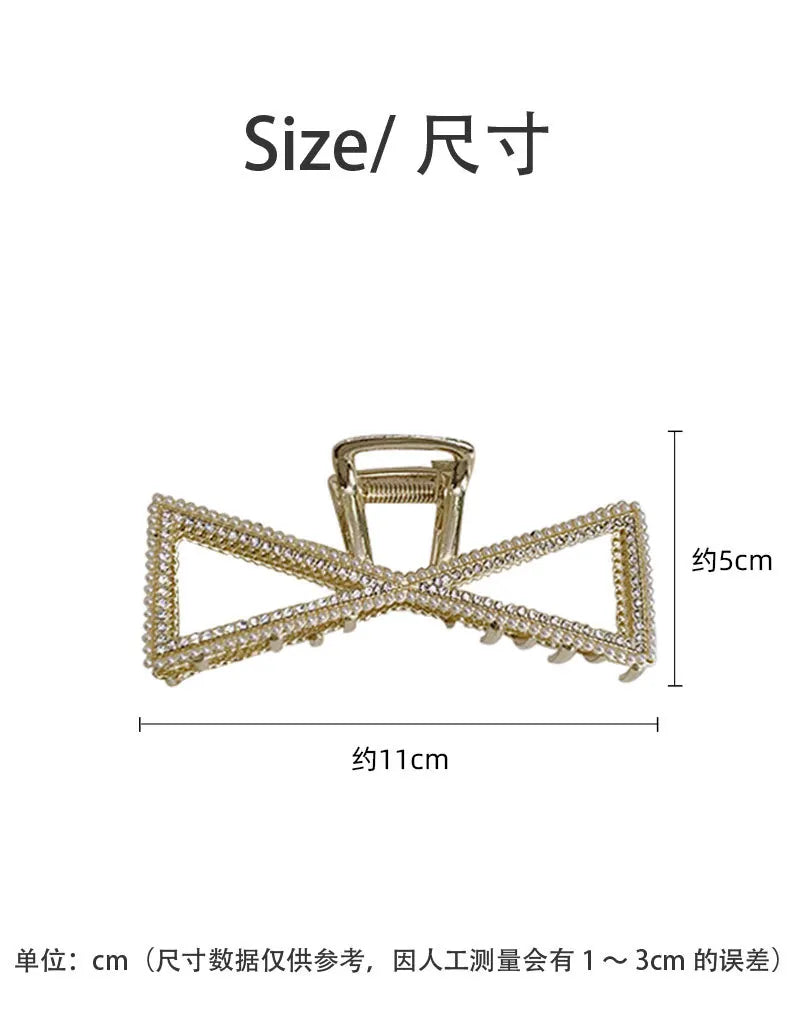 Luxury Pearl & Diamond Metal Hair Claw – Non-Slip Large Clip for Women | Elegant Shark Design | Premium Hair Accessory