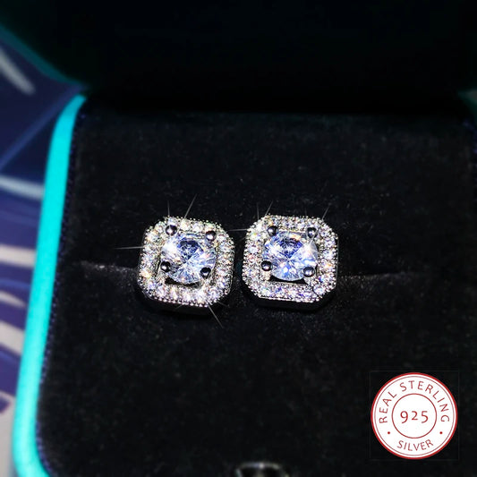 Luxury High-Quality White Zircon Earrings in 925 Sterling Silver – Fashion Jewelry for Ladies, Perfect for Parties and Birthdays – Ideal Gift for Your Girlfriend