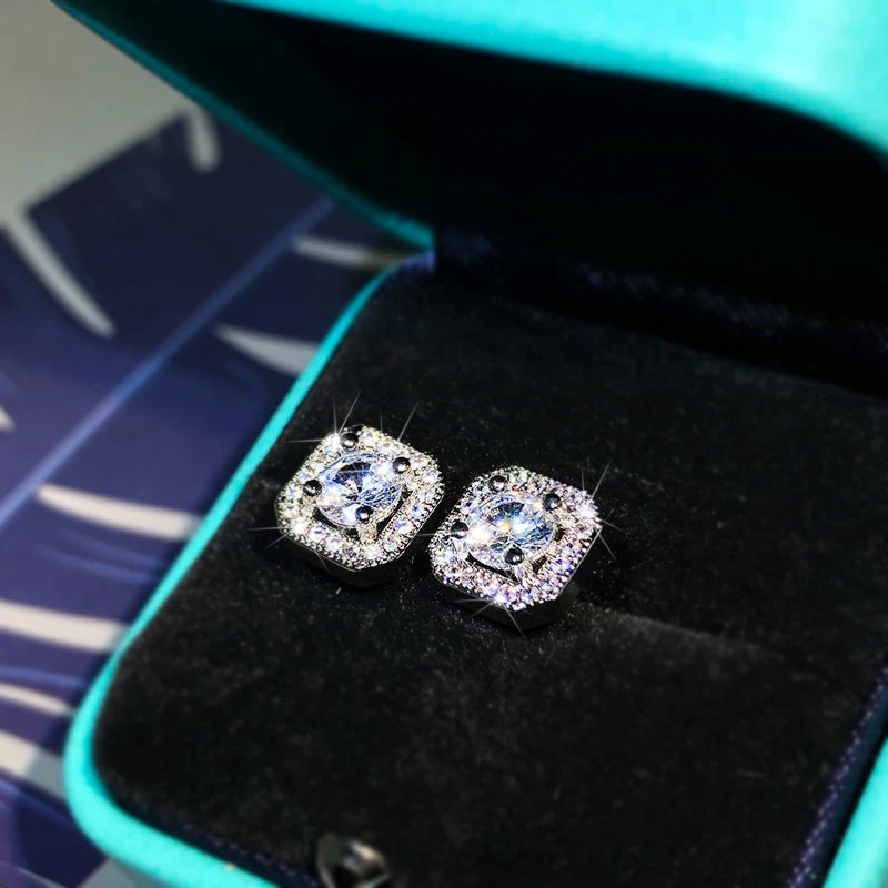 Luxury High-Quality White Zircon Earrings in 925 Sterling Silver – Fashion Jewelry for Ladies, Perfect for Parties and Birthdays – Ideal Gift for Your Girlfriend