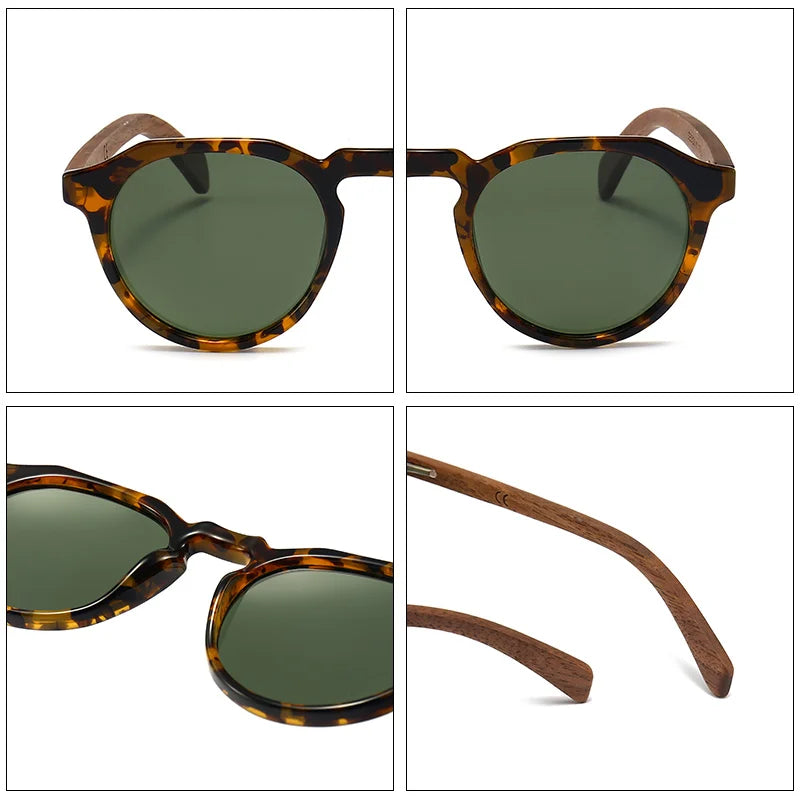 Limited Edition Polarized Sunglasses – Bold Leopard Grain & Natural Wood