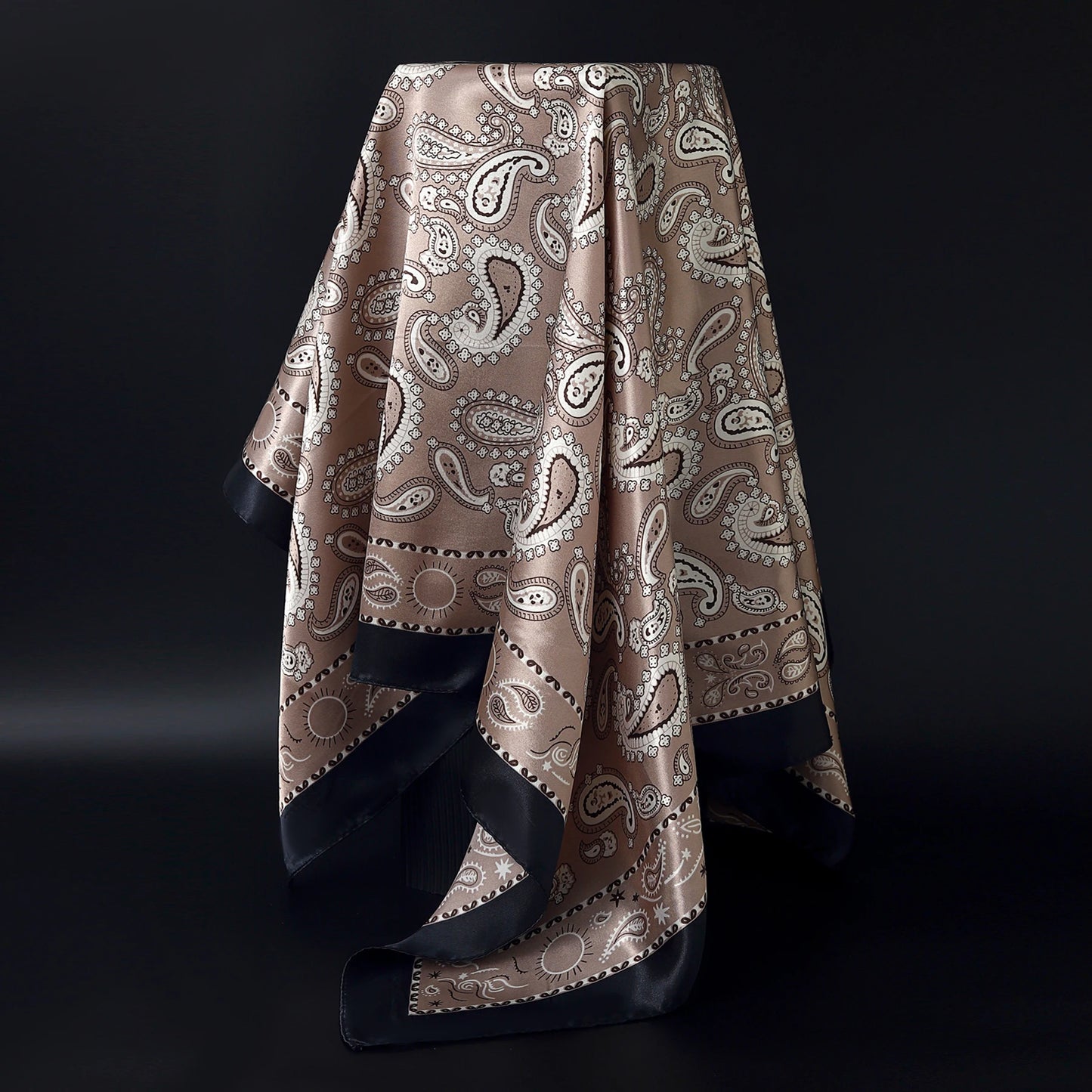 Luxury Brand Silk Scarf – Fashion Satin Foulard Shawl with Leopard Print, 90x90cm Square – Versatile Headscarf, Bandana and Pareo for Women