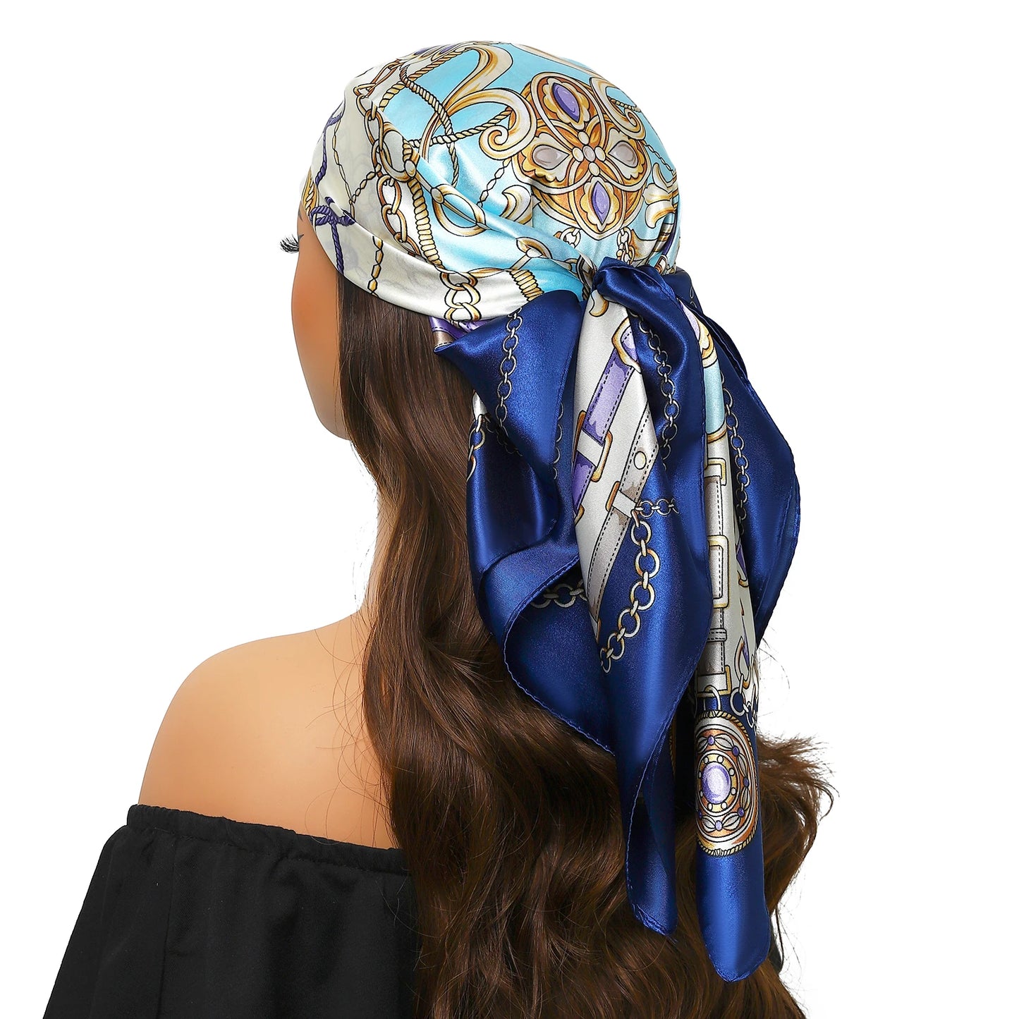 Luxury Brand Silk Scarf – Fashion Satin Foulard Shawl with Leopard Print, 90x90cm Square – Versatile Headscarf, Bandana and Pareo for Women