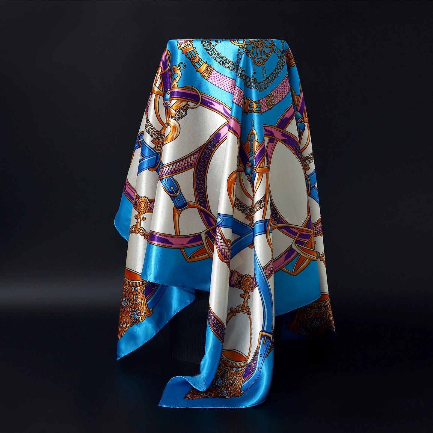 Luxury Brand Silk Scarf – Fashion Satin Foulard Shawl with Leopard Print, 90x90cm Square – Versatile Headscarf, Bandana and Pareo for Women