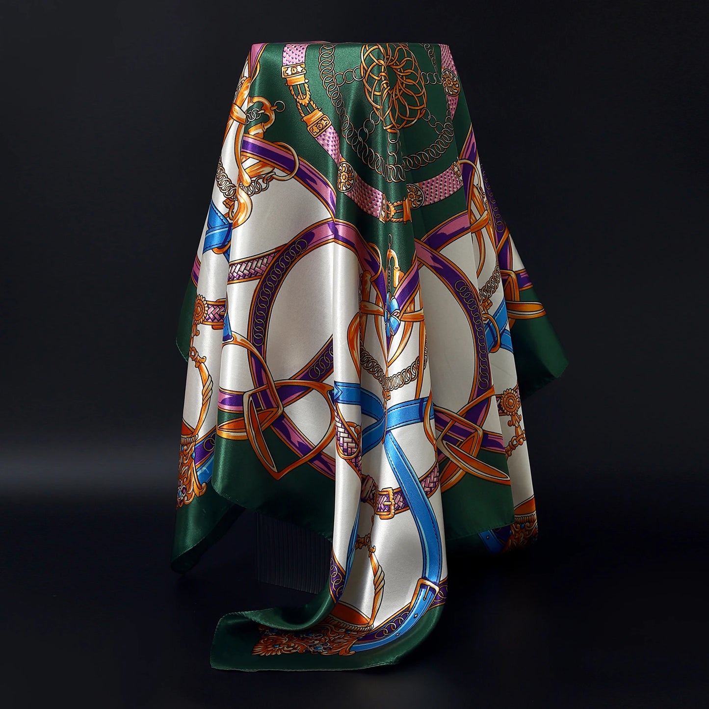 Luxury Brand Silk Scarf – Fashion Satin Foulard Shawl with Leopard Print, 90x90cm Square – Versatile Headscarf, Bandana and Pareo for Women