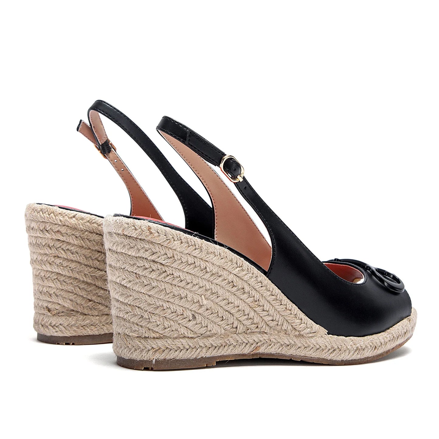 Luxury Brand Women's Summer Casual Sandals – Gold Initials Insignia PU Leather Wedges