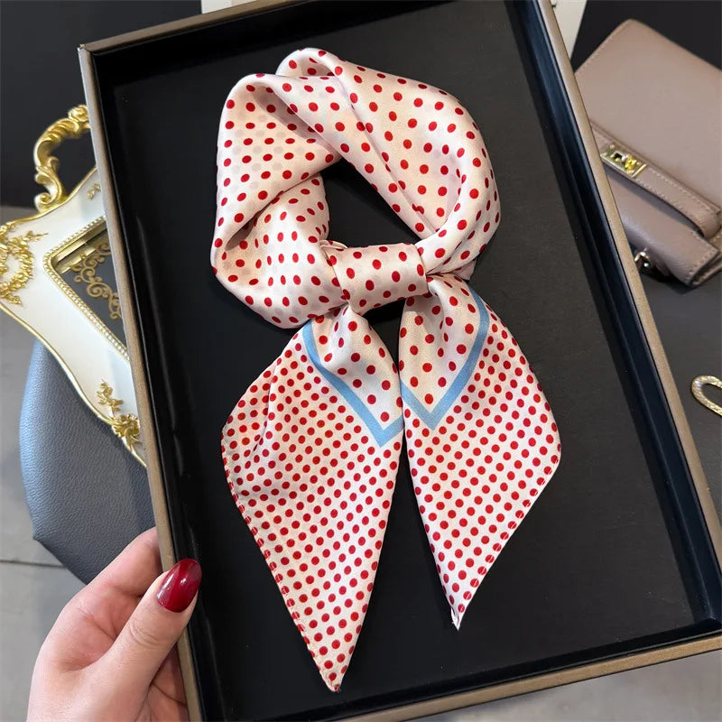 Elegant Floral Silk Scarf – Luxury 70cm Square Designer Foulard for Women | Versatile Shawl, Hijab, Hair Tie & Chic Accessory