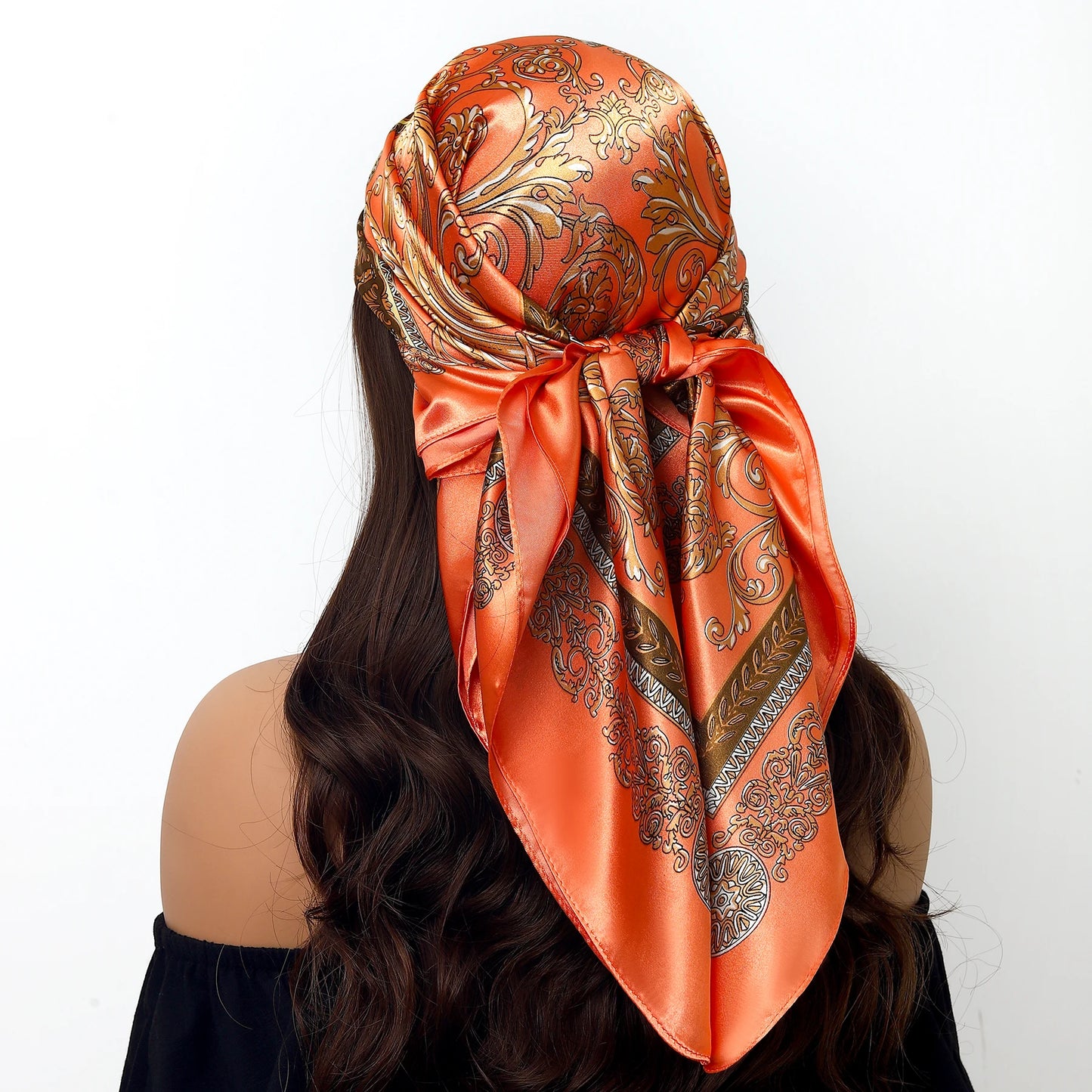 Luxury Brand Silk Scarf – Fashion Satin Foulard Shawl with Leopard Print, 90x90cm Square – Versatile Headscarf, Bandana and Pareo for Women