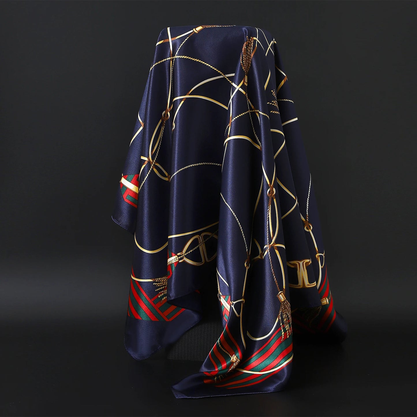 Luxury Brand Silk Scarf – Fashion Satin Foulard Shawl with Leopard Print, 90x90cm Square – Versatile Headscarf, Bandana and Pareo for Women