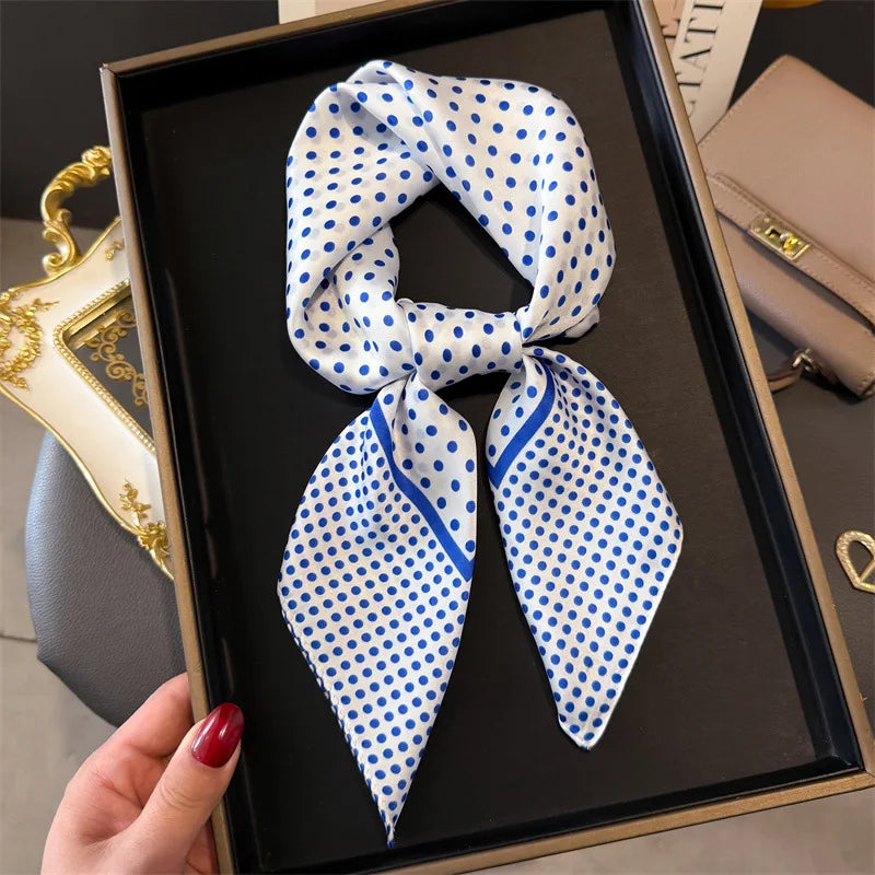 Elegant Floral Silk Scarf – Luxury 70cm Square Designer Foulard for Women | Versatile Shawl, Hijab, Hair Tie & Chic Accessory