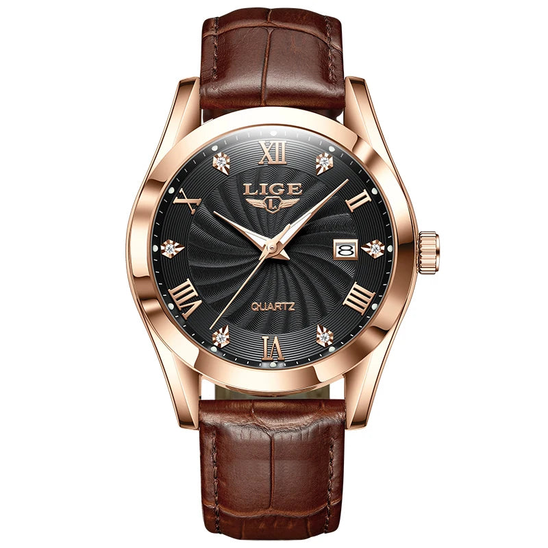 LIGE Women's Luxury Classic Watch – Waterproof Sport Leather Strap – Top Brand Fashion Timepiece for Ladies