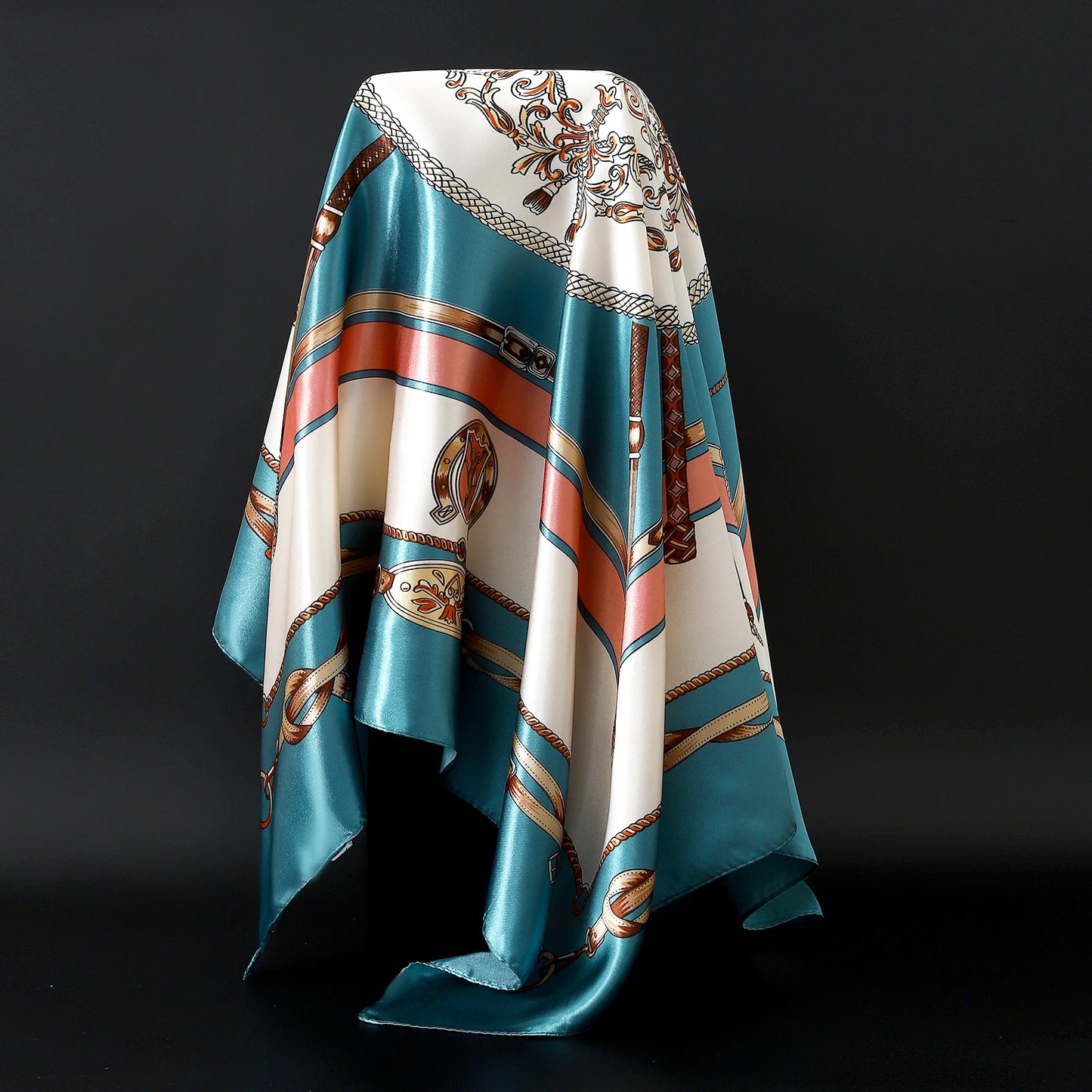 Luxury Brand Silk Scarf – Fashion Satin Foulard Shawl with Leopard Print, 90x90cm Square – Versatile Headscarf, Bandana and Pareo for Women