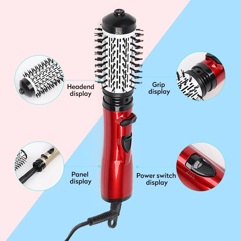 2 in 1 Rotating Electric Hair Straightener Brush Hair Curler Hair Dryer Brush Hot Air Comb Negative Ion Hair Styler Comb