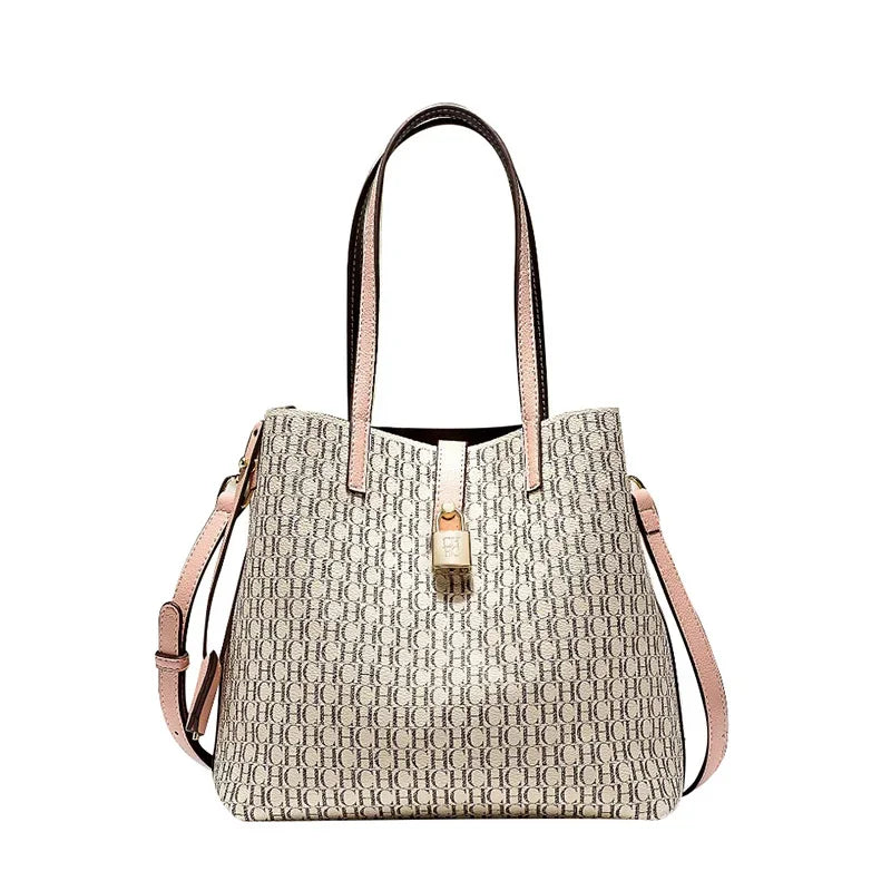 CH Premium Leather Crossbody Tote – Elegant & Spacious Daily Bag for Modern Women | Letter Print Design | Versatile & Stylish