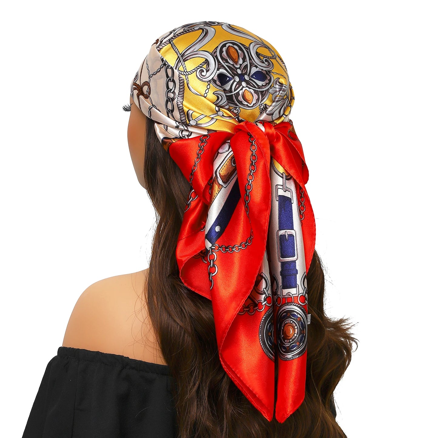 Luxury Brand Silk Scarf – Fashion Satin Foulard Shawl with Leopard Print, 90x90cm Square – Versatile Headscarf, Bandana and Pareo for Women