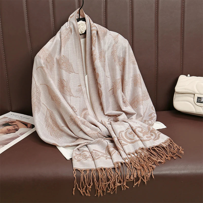 Luxury Thick Cashmere Scarf for Women 2024 – Elegant Printed Wraps & Pashmina Ponchos. Cozy Travel Blanket Shawl, Perfect for Winter Warmth. Stylish and Soft Female Stoles.