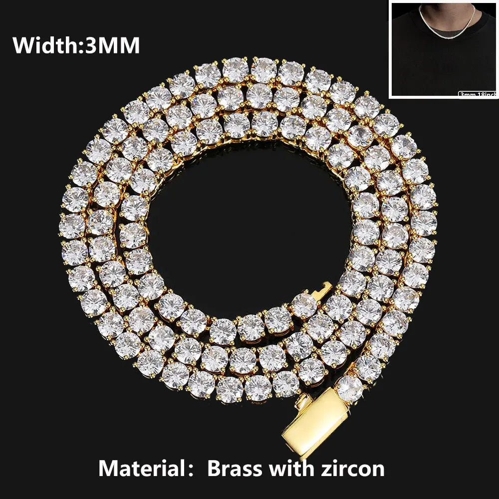 Bling Luxe – 18K Gold Plated Iced Out Tennis Chain with Custom Logo