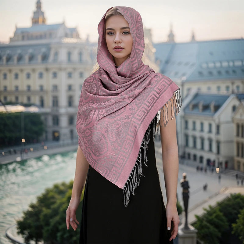 Luxury Thick Cashmere Scarf for Women 2024 – Elegant Printed Wraps & Pashmina Ponchos. Cozy Travel Blanket Shawl, Perfect for Winter Warmth. Stylish and Soft Female Stoles.
