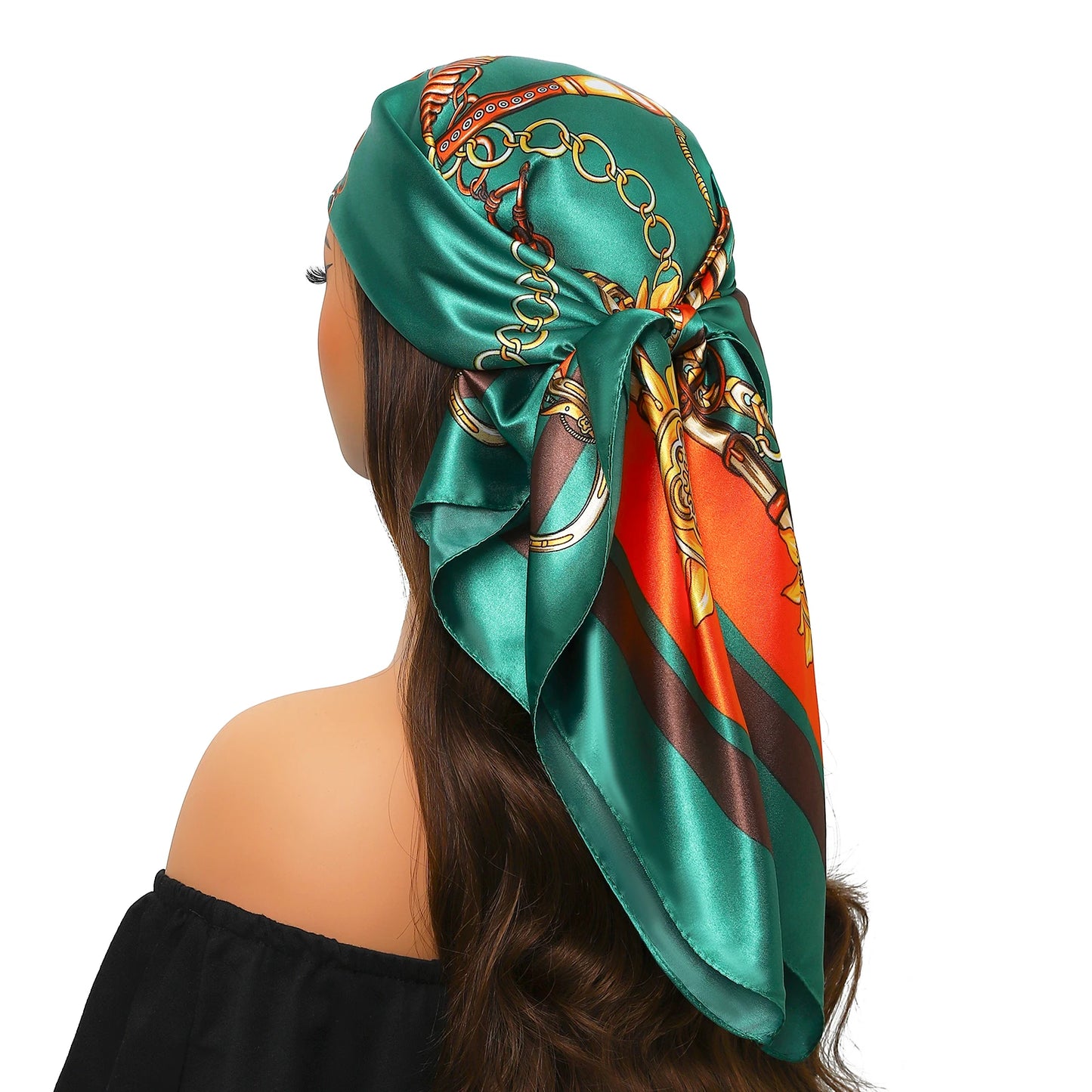 Luxury Brand Silk Scarf – Fashion Satin Foulard Shawl with Leopard Print, 90x90cm Square – Versatile Headscarf, Bandana and Pareo for Women