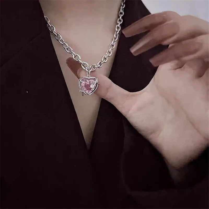 Korean Charm – Double Layer Heart & Lucky Bean Necklace
