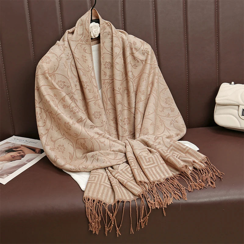 Luxury Thick Cashmere Scarf for Women 2024 – Elegant Printed Wraps & Pashmina Ponchos. Cozy Travel Blanket Shawl, Perfect for Winter Warmth. Stylish and Soft Female Stoles.
