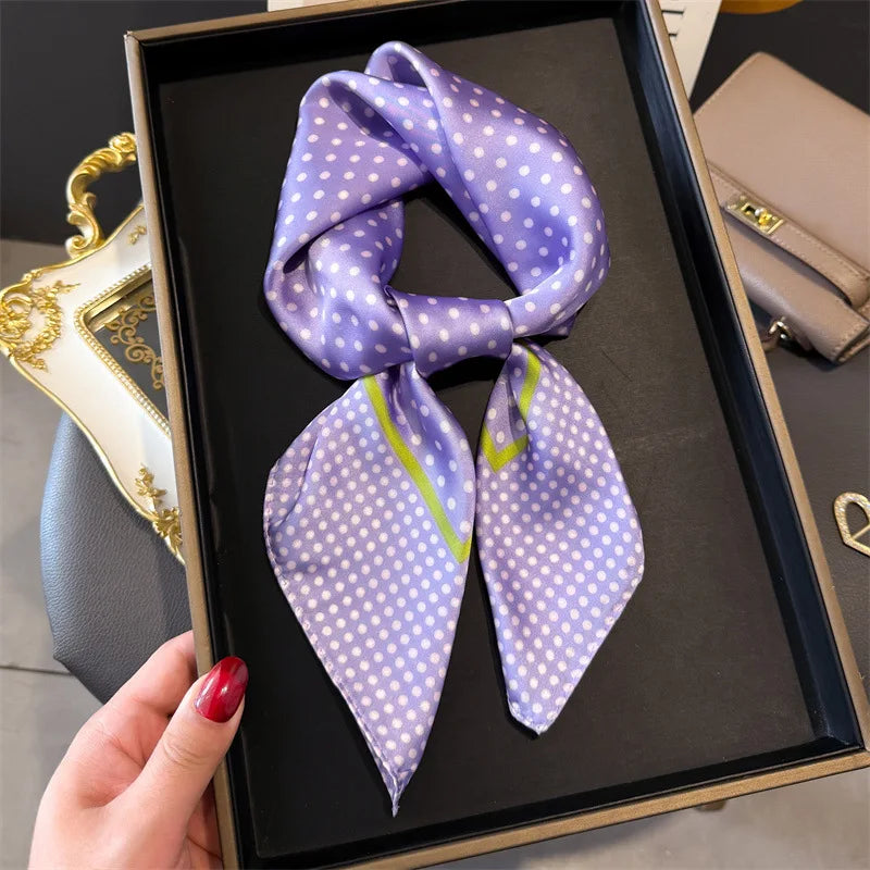 Elegant Floral Silk Scarf – Luxury 70cm Square Designer Foulard for Women | Versatile Shawl, Hijab, Hair Tie & Chic Accessory