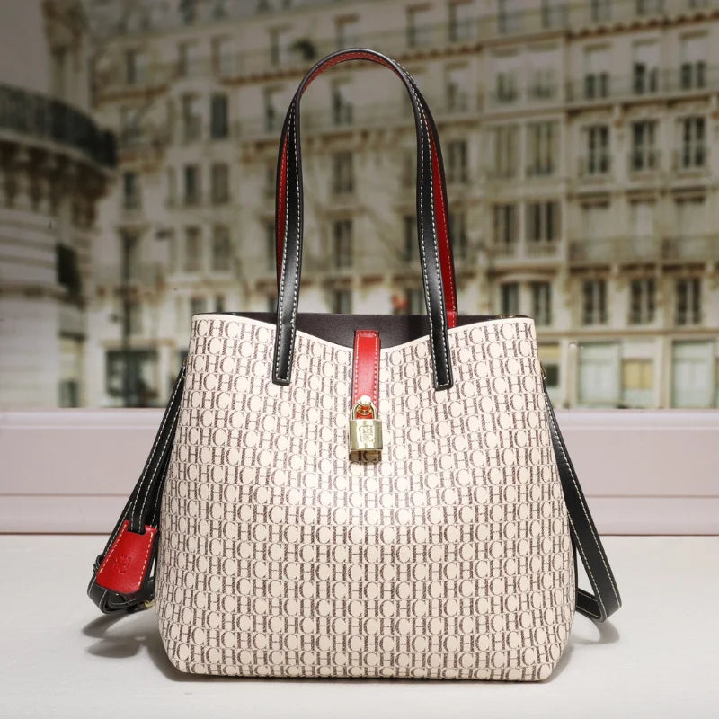 CH Premium Leather Crossbody Tote – Elegant & Spacious Daily Bag for Modern Women | Letter Print Design | Versatile & Stylish