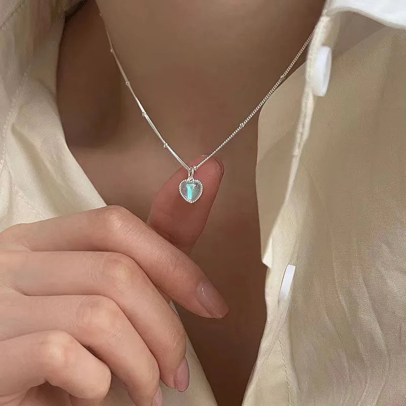 Korean Charm – Double Layer Heart & Lucky Bean Necklace