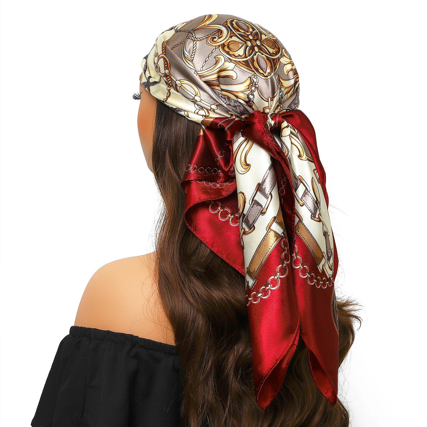Luxury Brand Silk Scarf – Fashion Satin Foulard Shawl with Leopard Print, 90x90cm Square – Versatile Headscarf, Bandana and Pareo for Women