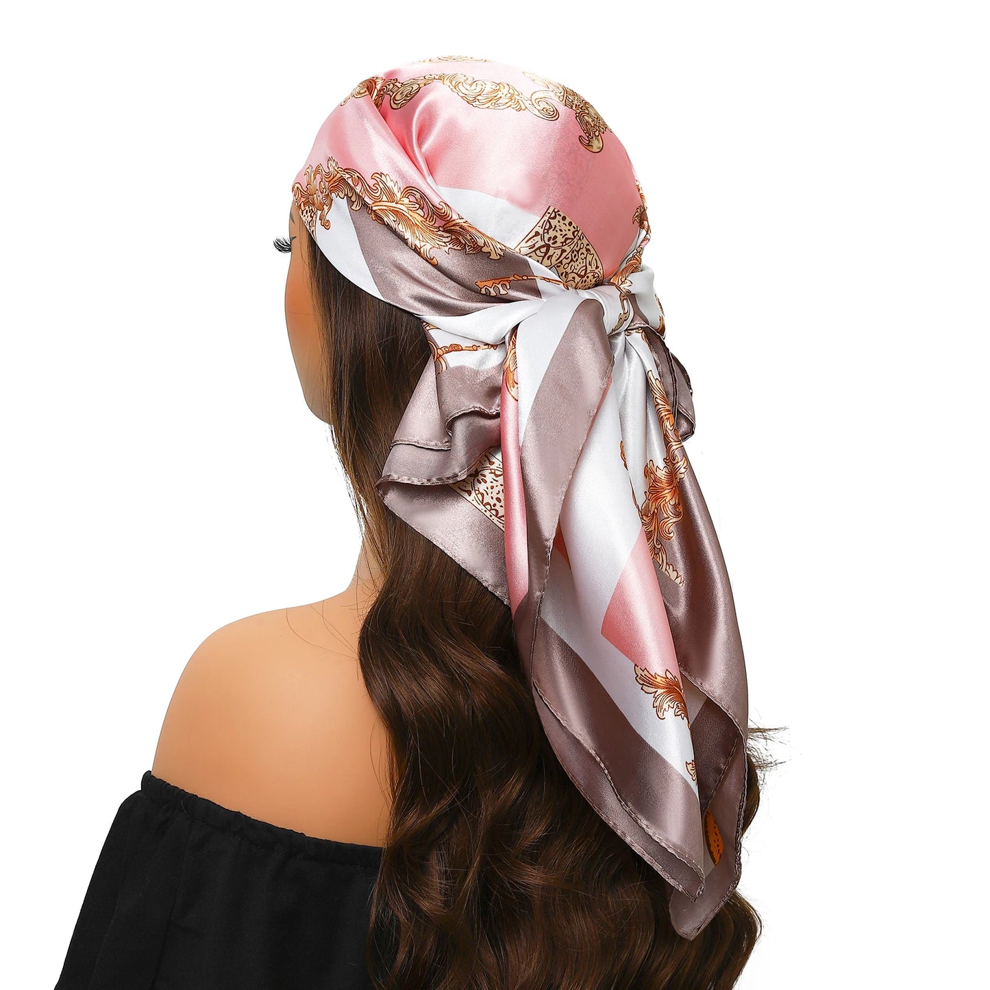 Luxury Brand Silk Scarf – Fashion Satin Foulard Shawl with Leopard Print, 90x90cm Square – Versatile Headscarf, Bandana and Pareo for Women