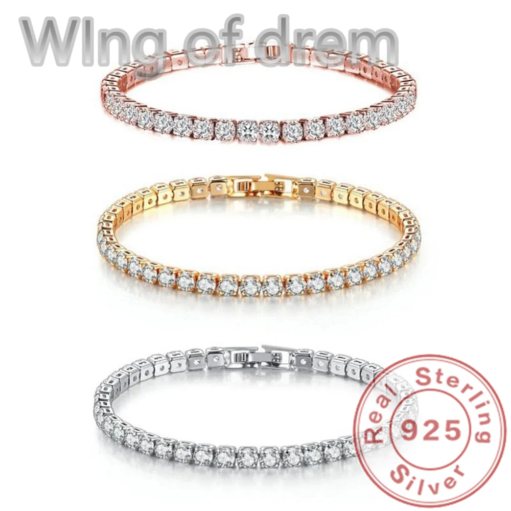 Rose Gold Elegance – 925 Sterling Silver Tennis Bracelet with Shimmering Zirconia