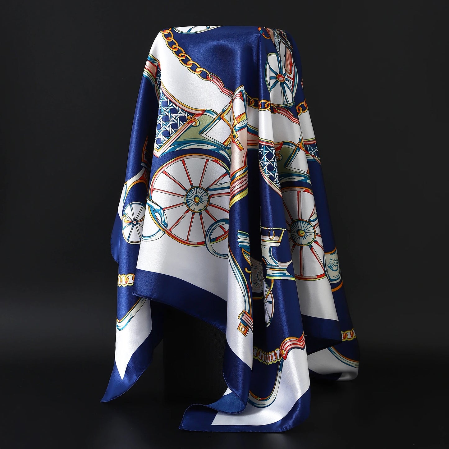 Luxury Brand Silk Scarf – Fashion Satin Foulard Shawl with Leopard Print, 90x90cm Square – Versatile Headscarf, Bandana and Pareo for Women