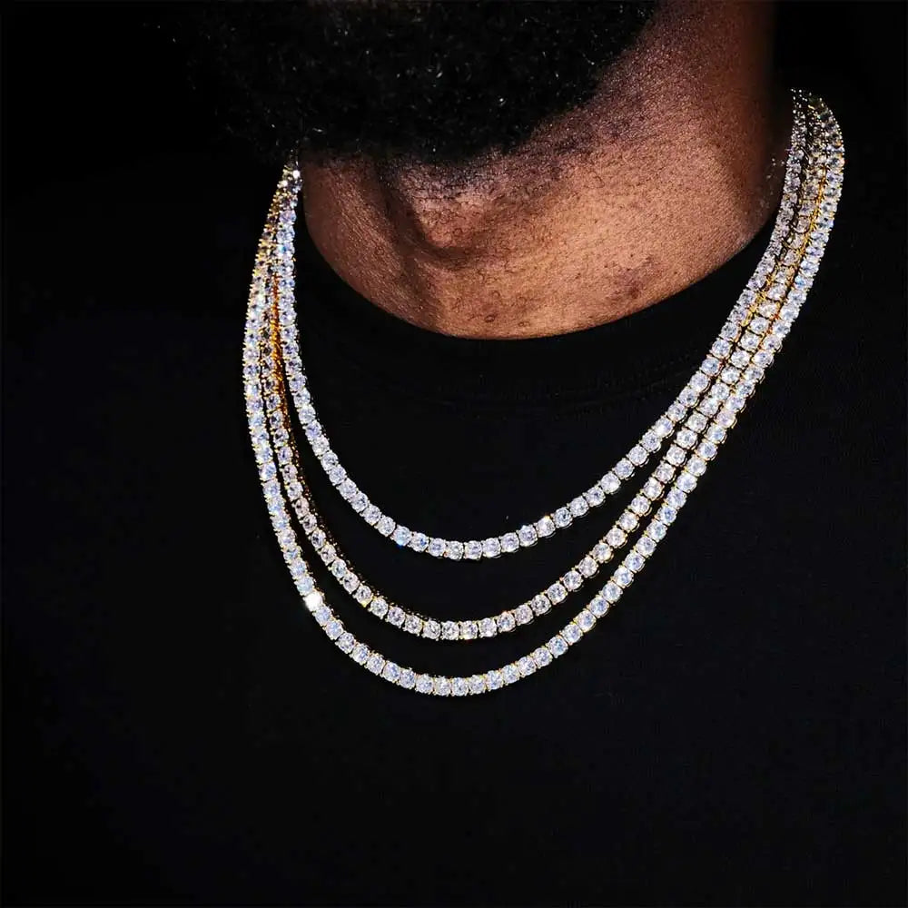 Bling Luxe – 18K Gold Plated Iced Out Tennis Chain with Custom Logo